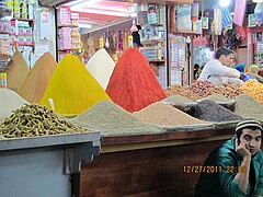 Night spice shop in Casablanca, Morocco