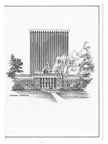 A historical drawing of Columbus, Georgia's court house