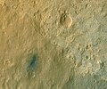 Curiosity rover landing site (Bradbury Landing) viewed by HiRISE (MRO) (August 14, 2012).