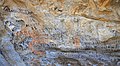 Emigrant inscriptions in axle grease on Camp Rock, City of Rocks National Reserve, Idaho.