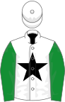 White, black star, green sleeves, white cap