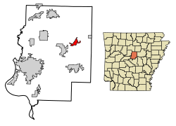 Location of Enola in Faulkner County, Arkansas.