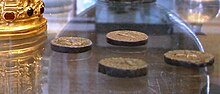 Coins of Azes I inside the Bimaran casket.jpg