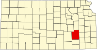 Map of Kansas highlighting Greenwood County