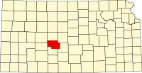 Map of Kanzas highlighting Pawnee County