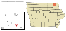 Location of Ossian, Iowa