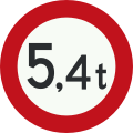 C21: No access for vehicles or combinations of vehicles with a total weight greater than indicated