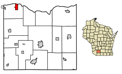 Location of Avoca in Iowa County, Wisconsin.