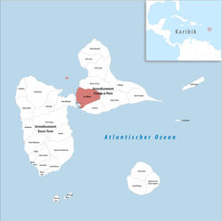 Location of the commune (in red) within Guadeloupe