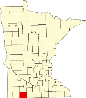 Map of Minnesota highlighting Jackson County