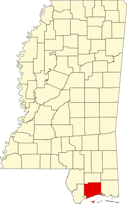 Map of Mississippi highlighting Harrison County.svg