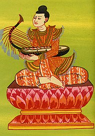 Minye Aungdin nat is traditionally depicted playing the saung.