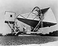 Holmdel Horn Antenna in Holmdel, New Jersey (1960s). Built to support the Echo satellite communication program,[7] it was later used in experiments that revealed the Cosmic microwave background permeating the universe.[8]