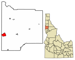 Location of Moscow in Latah County, Idaho.