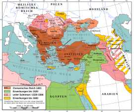 Das Osmanische Reich mit den Eroberungen Süleymans, 16. Jahrhundert