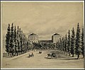 The Capitol from Pennsylvania Avenue drawn in 1814 from memory by an unknown artist after the burning of the city