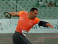 Image 9Zoltán Kővágó preparing to spin and throw in discus throw (from Track and field)