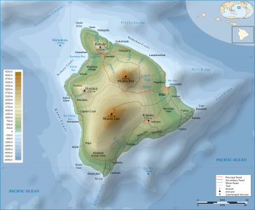 ハワイ島の地勢図