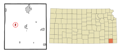 Location within Labette County and Kansas