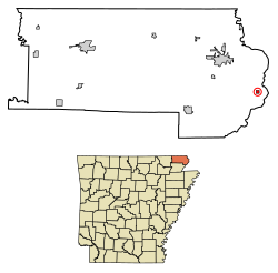 Location of Nimmons in Clay County, Arkansas.