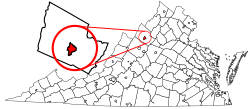 Location of Harrisonburg in the Commonwealth of Virginia