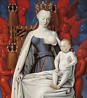 Jean Fouquet, Virgin and Child Surrounded by Angels, right wing of the Melun Diptych, circa 1452