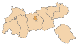 Poloha okresu Innsbruck v spolkovej krajine Tirolsko (klikacia mapa)