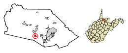 Location of Worthington in Marion County, West Virginia.