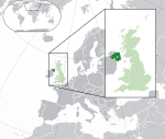 Map showing Northern Ireland in the United Kingdom and Europe