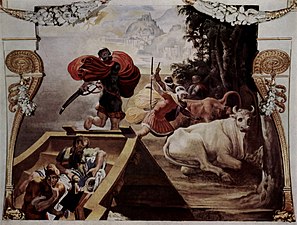 Însoțitorii lui Odiseu fură vitele sfinte ale Soarelui. (Pellegrino Tibaldi, 1554-1556)