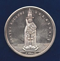 The Bremen Roland on a Medal of 1648 by Johann Blum [de] commemorating the Peace of Westphalia