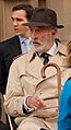 Christopher Lee on a break from filming in Westminster