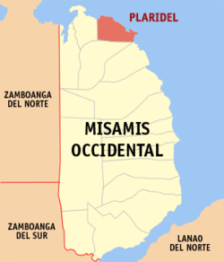 Map of Misamis Occidental with Plaridel highlighted