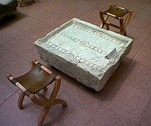 Ludus duodecim scriptorum table in the museum at Ephesus, an ancestor of backgammon.