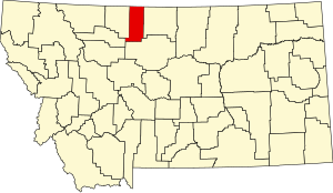 Map of Montana highlighting Liberty County