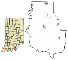 Location of Crandall in Harrison County, Indiana.