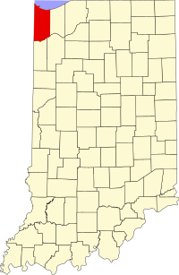 Map of Indijana highlighting Lake County