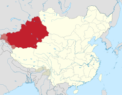 Sinkiang Province (red) in the Republic of China (as claimed)