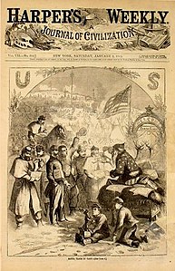 Versión de Santa Claus publicada en la portada del Harper's Weekly, el 3 de enero de 1863.