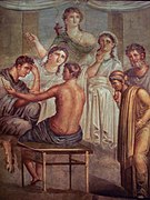 Alcestis and Admetus, ancient Roman fresco (45-79 CE.) by Stefano Bolognini from the House of the Tragic Poet, Pompeii, Italy