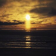 A lower sun pillar seen in the Antarctic.