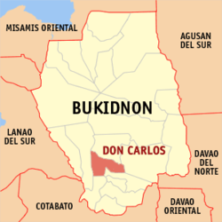 Mapa de Bukidnon con Don Carlos resaltado