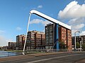 Rijnsburg, drawbridge and modern blocks