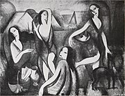 Marie Laurencin, 1910–11, Jeunes filles, oil on canvas, 115 cm × 146 cm (45 in × 57 in), Moderna Museet, Stockholm