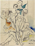 Jean Metzinger, 1913, Etude pour L'Oiseau bleu (Study for The Blue Bird), watercolor, graphite and ink on paper, 37 x 29.5 cm, Centre Pompidou, Musée National d'Art Moderne, Paris