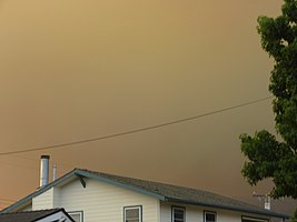 Smoke from the fire covers the sky over Goleta on July 8, 2017.