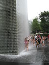 The fountain's waterfalls