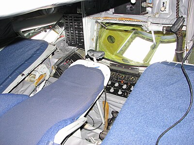 The boom pod in a USAF KC-135. The boom operator lies in a prone position while refueling.