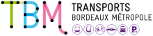 Logo de TBM. Les trois lettres sont respectivement verte, bleu et rose.