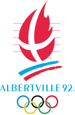 Logotype des Jeux olympiques d'Albertville, une flamme aux couleurs de la Savoie